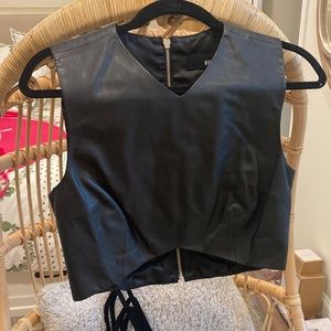 Nicholas black leather crop top. Size M